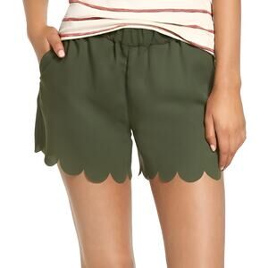 Madewell Scallop Hem Pocket Pull On Shorts Green Size XS